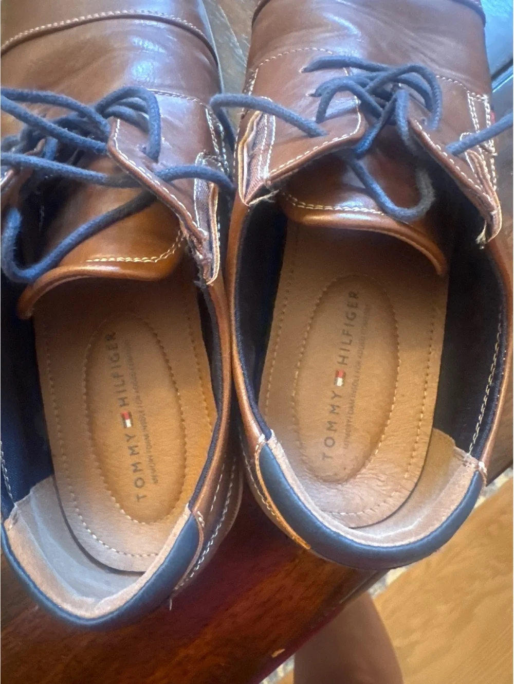 Tommy Hilfiger Men's Brown Leather Oxford Shoes Size 12